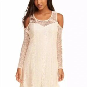 Whimsy Romantic Lace Cold Shoulder Dress Hollister Size Small Off White Wedding